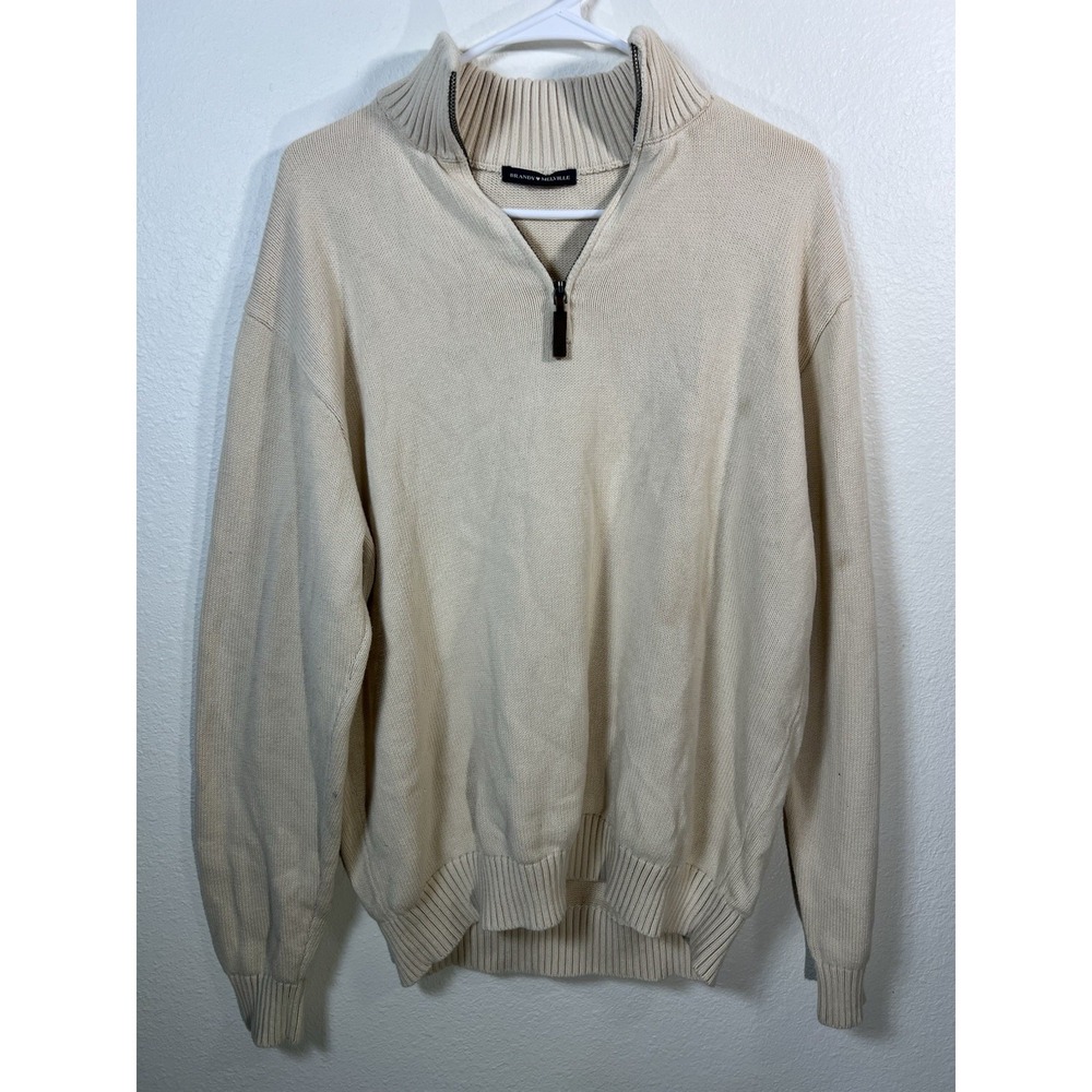 Brandy Melville Women's Quarter Zip Sweater Cream One Size Preppy Oversized